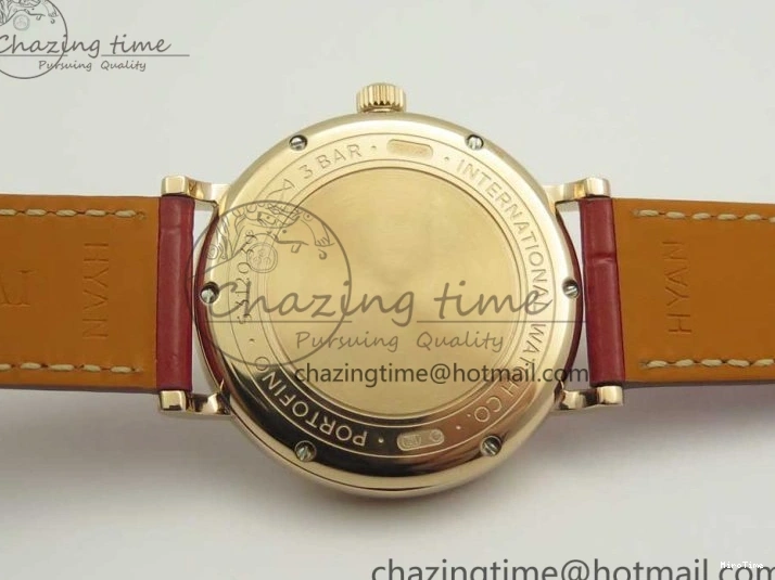 MIROTIME 0319 Portofino IW458101 RG MK 1:1 Best Edition Silver Dial On Red Leather Strap MIYOTA FashionForward 7162